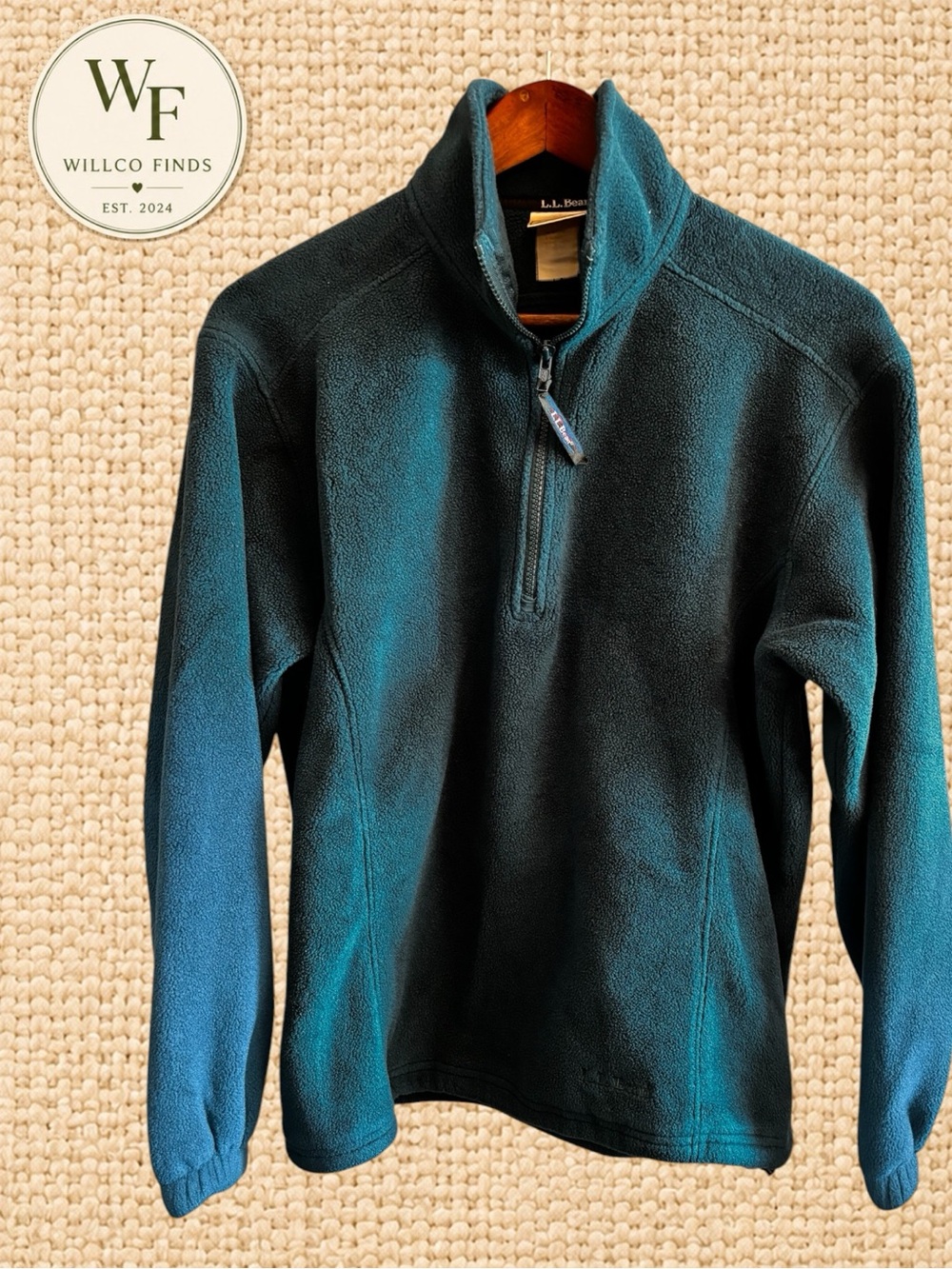 Vintage L.L.Bean Teal Fleece Quarter Zip Pullover Outdoor Gorpcore